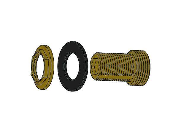 Dusjgjennomføring med pakning og mutter 