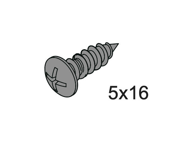 Skrue - 5x16mm til øvre dusjstangfeste 