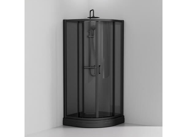 Quick Lux Dusjkabinett - Sort Matt 90 x 90 x 212 cm - Inkl. takdusj 