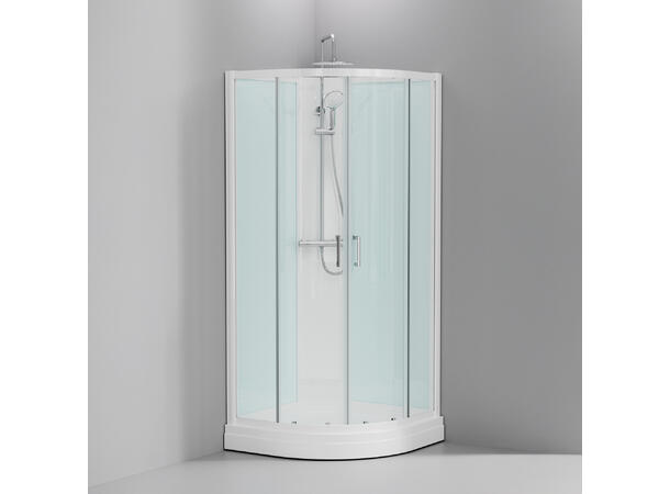 Quick Lux Dusjkabinett - Hvit 90 x 90 x 212 cm - Inkl. takdusj 