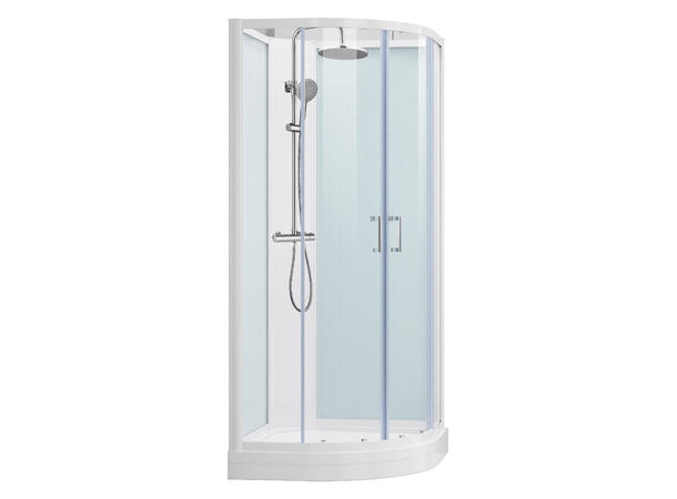 Quick Lux Dusjkabinett - Hvit 90 x 90 x 212 cm - Inkl. takdusj 