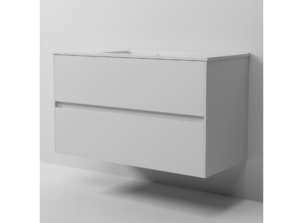 Pisa Servantskap 100cm Hvit Matt - Inkl. porselenservant 