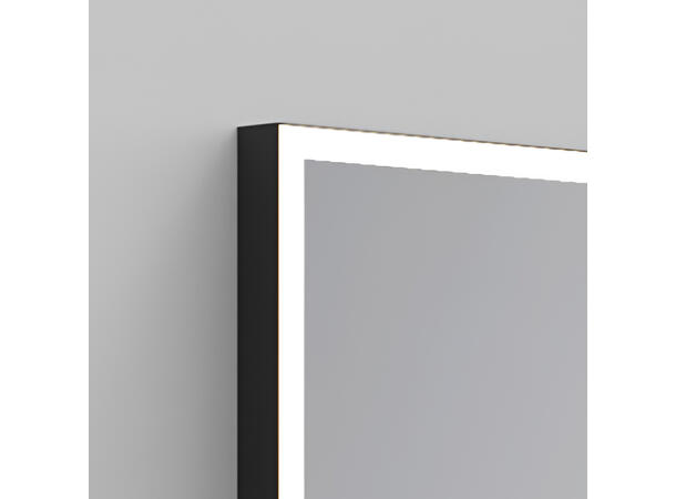 Nero - Speil m/sort ramme og lys 120 cm 