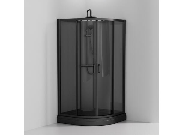 Quick Lux Dusjkabinett - Sort Matt 100 x 100 x 212 cm - Inkl. takdusj 