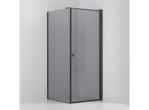 Quick Fastfelt + Rett dør Sort Matt (Sotet glass) 