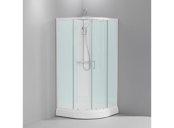 Quick Lux Dusjkabinett - Hvit 100 x 100 x 212cm - Inkl. takdusj 