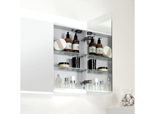 LUX - Speilskap med LED-belysning og 2 stikkontakter - 100 cm 