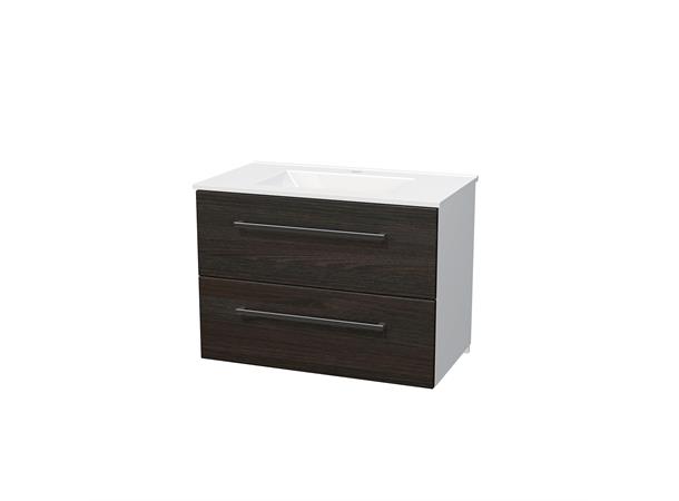 Venezia Servantskap 80cm Sortbrun Eik - Inkl. porselenservant