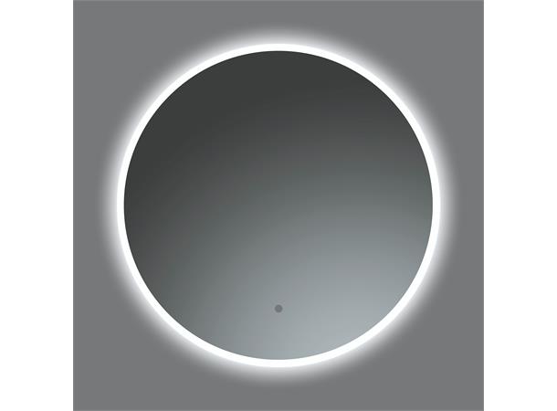 Globo - Rundt speil med LED-lysramme m/dimmer og fargejustering - Ø 80 cm 