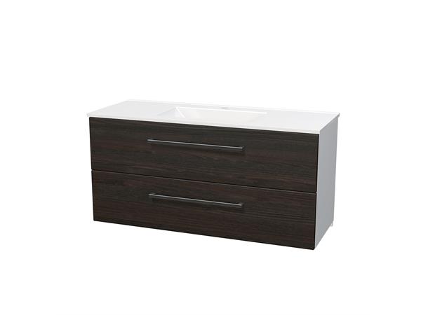 Venezia Servantskap 120cm Sortbrun Eik - Inkl. porselenservant