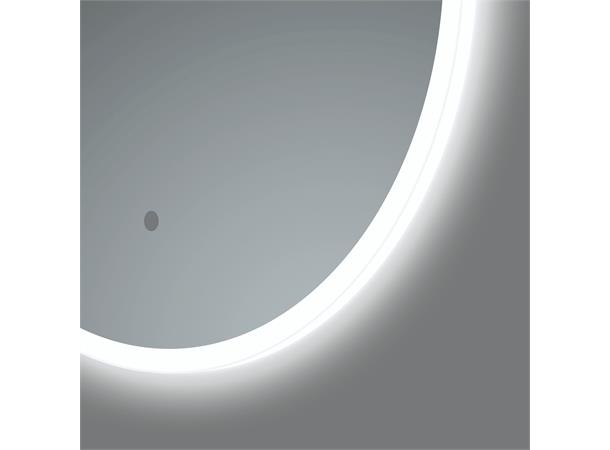 Globo - Rundt speil med LED-lysramme m/dimmer og fargejustering - Ø 100 cm