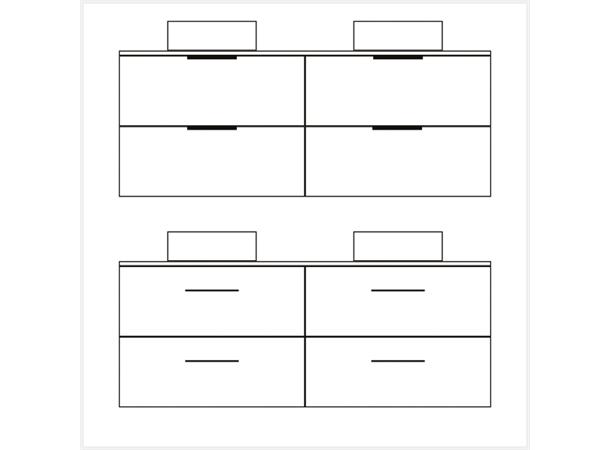 Milano Servantskap 150cm Dobbel m/benkeplate - Hvit Matt 